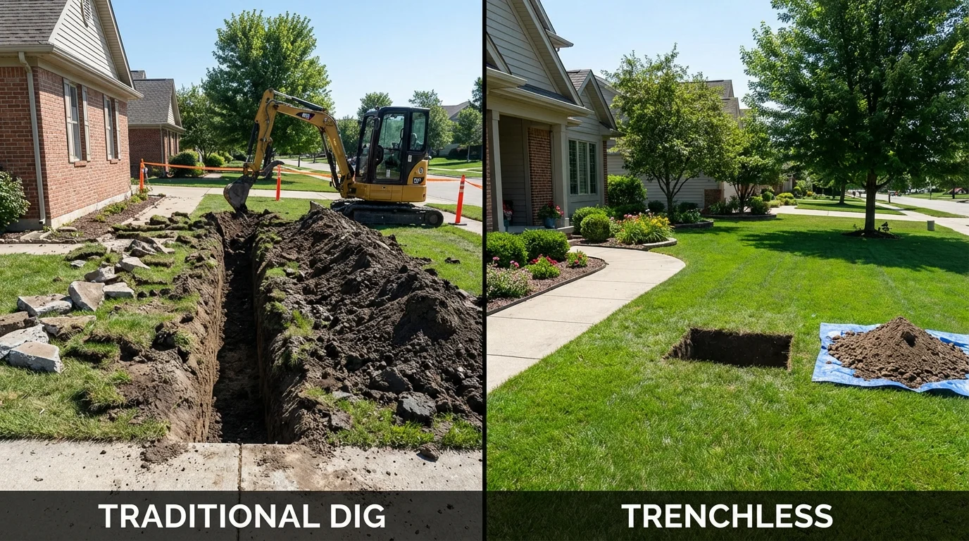 Trenchless sewer repair with minimal yard damage versus traditional excavation in Clayton, GA